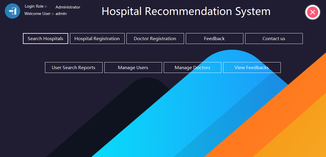 home page admin of hospital recommendation system project