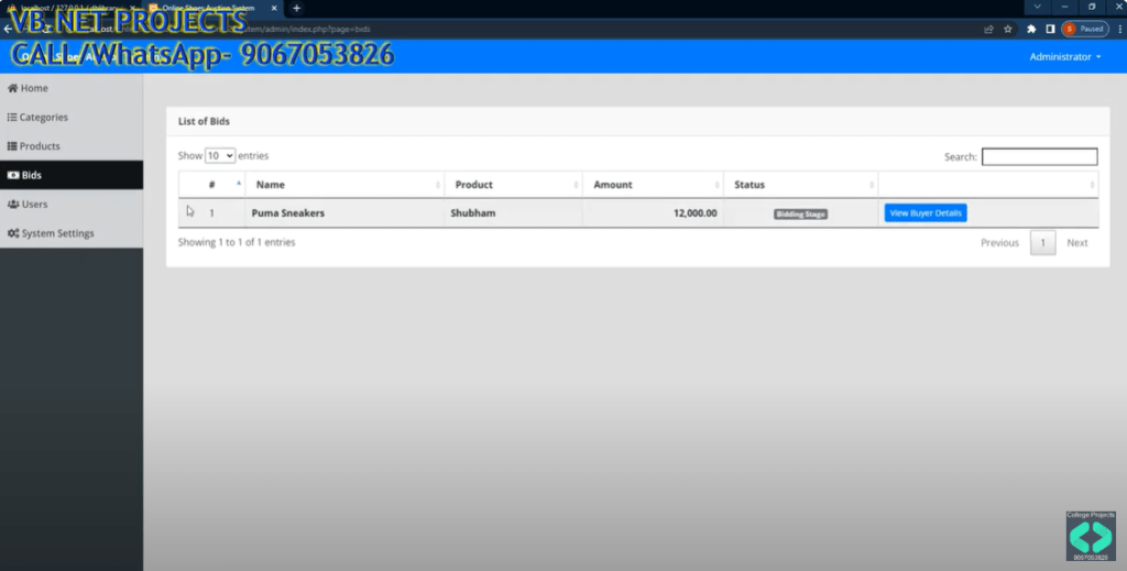 Online Auction Management System Project In PHP & MySQL